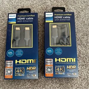 BNIB - Philips 6ft HDMI Cable w/ Ethernet - Elite Plus - 2 Boxes